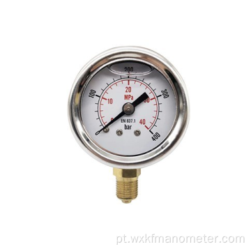 Manômetro de pressão preenchido com água líquida de aço inoxidável